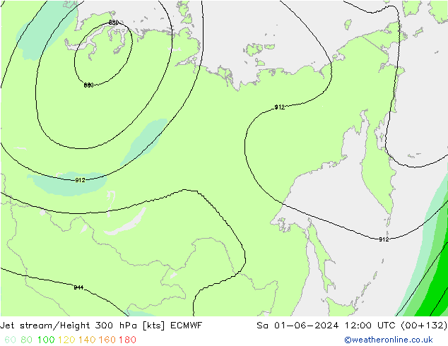 Jet stream/Height 300 hPa ECMWF Sa 01.06.2024 12 UTC