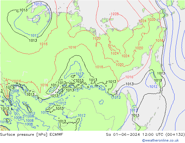 Surface pressure ECMWF Sa 01.06.2024 12 UTC