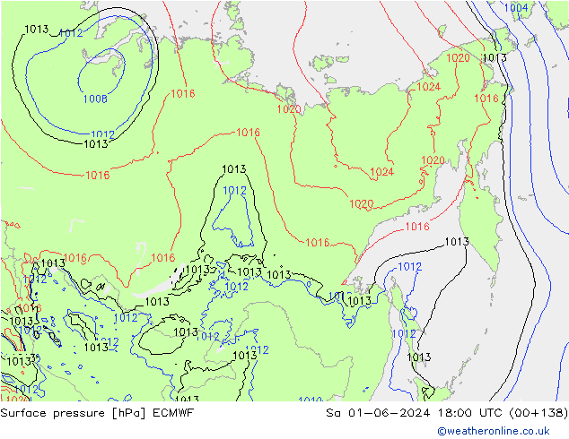 Surface pressure ECMWF Sa 01.06.2024 18 UTC