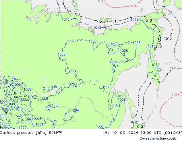 Pressione al suolo ECMWF lun 10.06.2024 12 UTC