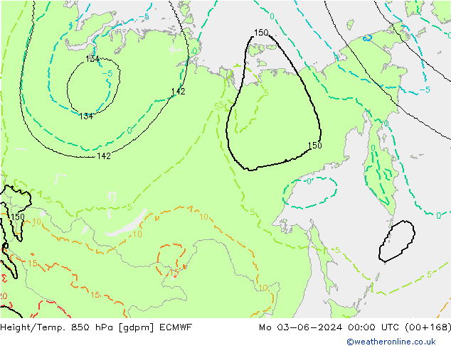 Géop./Temp. 850 hPa ECMWF lun 03.06.2024 00 UTC