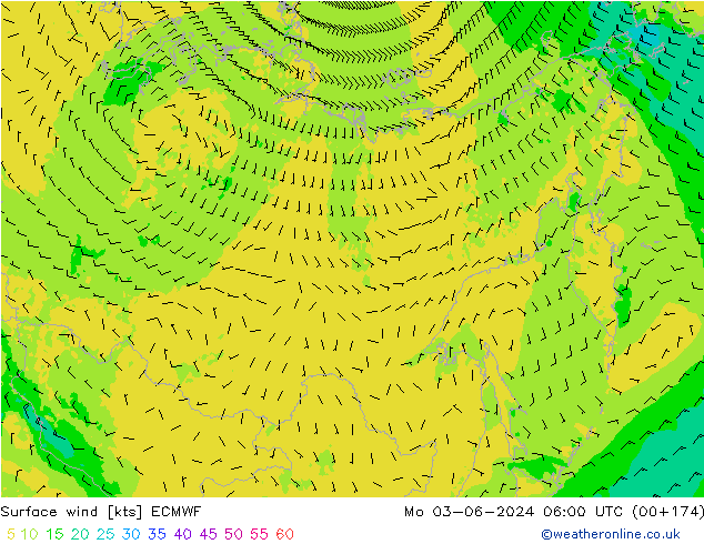 Vento 10 m ECMWF Seg 03.06.2024 06 UTC