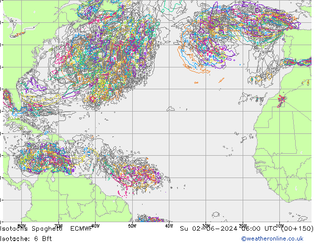 Isotachs Spaghetti ECMWF Вс 02.06.2024 06 UTC