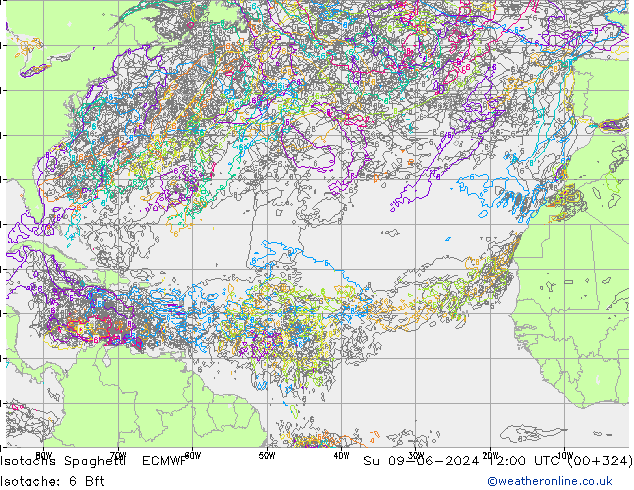 Eşrüzgar Hızları Spaghetti ECMWF Paz 09.06.2024 12 UTC