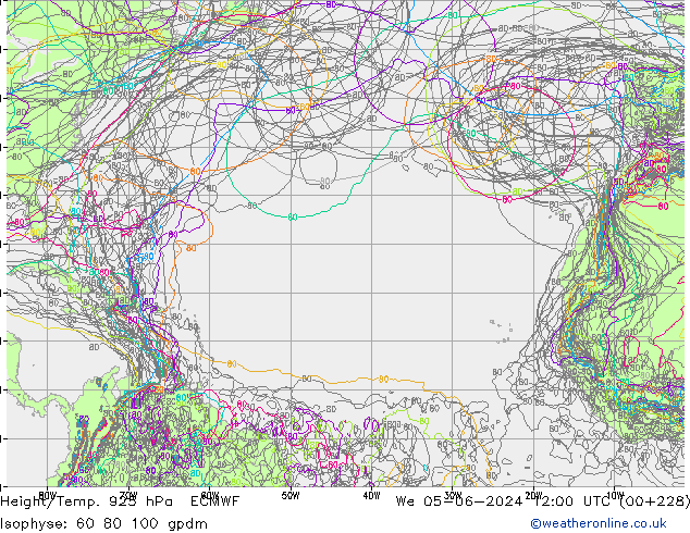 Hoogte/Temp. 925 hPa ECMWF wo 05.06.2024 12 UTC