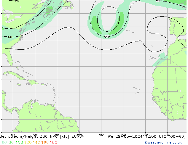 Jet stream/Height 300 hPa ECMWF St 29.05.2024 12 UTC