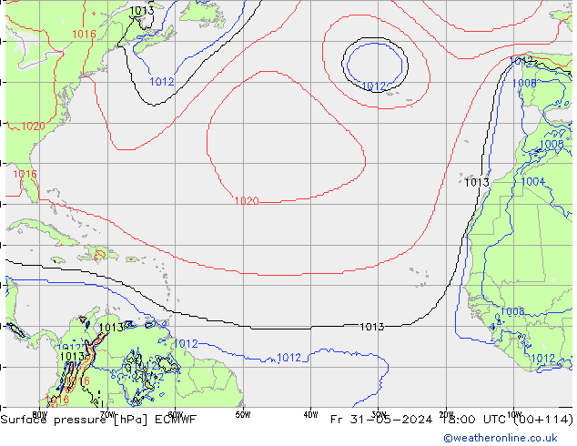 pression de l'air ECMWF ven 31.05.2024 18 UTC