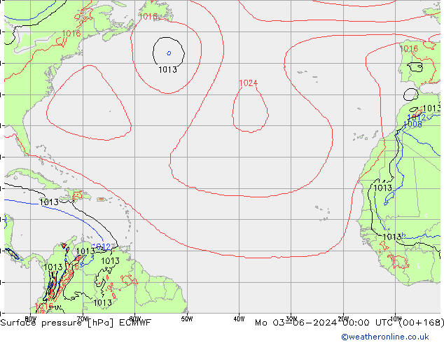 Surface pressure ECMWF Mo 03.06.2024 00 UTC