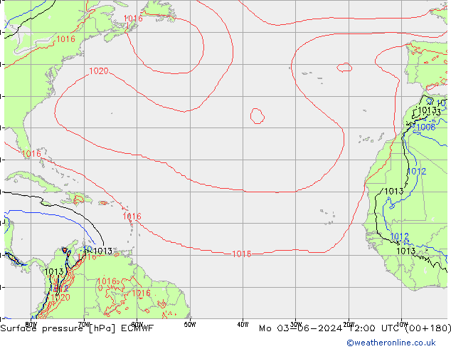 Pressione al suolo ECMWF lun 03.06.2024 12 UTC