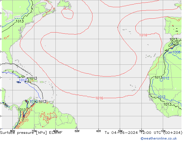 Luchtdruk (Grond) ECMWF di 04.06.2024 12 UTC