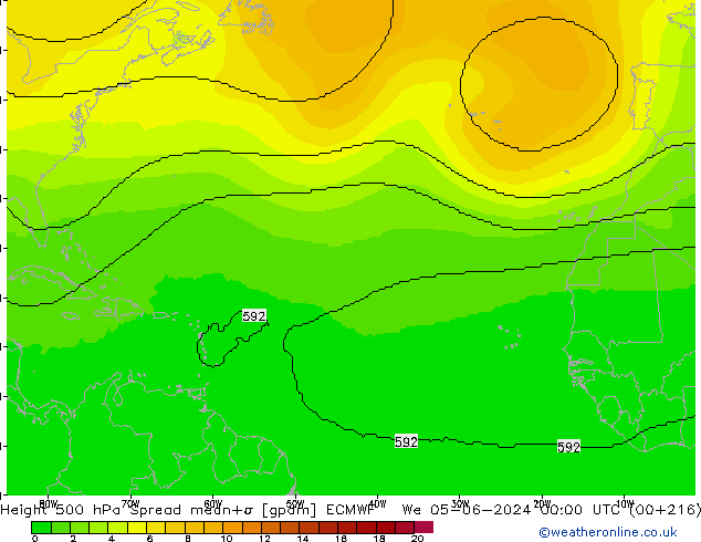 Height 500 hPa Spread ECMWF St 05.06.2024 00 UTC