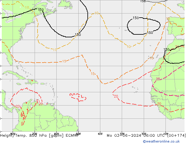 Géop./Temp. 850 hPa ECMWF lun 03.06.2024 06 UTC