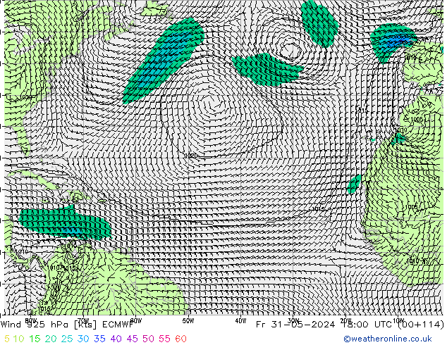 ветер 925 гПа ECMWF пт 31.05.2024 18 UTC