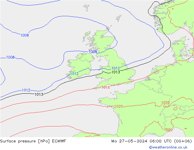 pressão do solo ECMWF Seg 27.05.2024 06 UTC