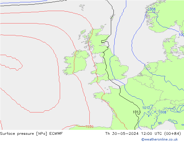 Surface pressure ECMWF Th 30.05.2024 12 UTC