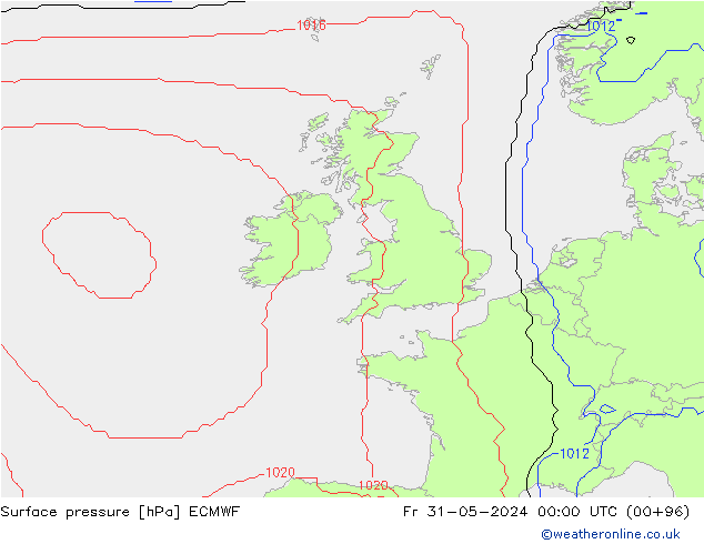 Surface pressure ECMWF Fr 31.05.2024 00 UTC