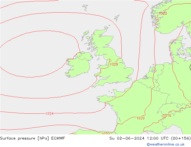 Luchtdruk (Grond) ECMWF zo 02.06.2024 12 UTC