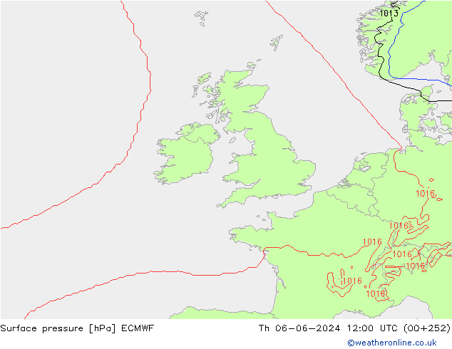 ciśnienie ECMWF czw. 06.06.2024 12 UTC