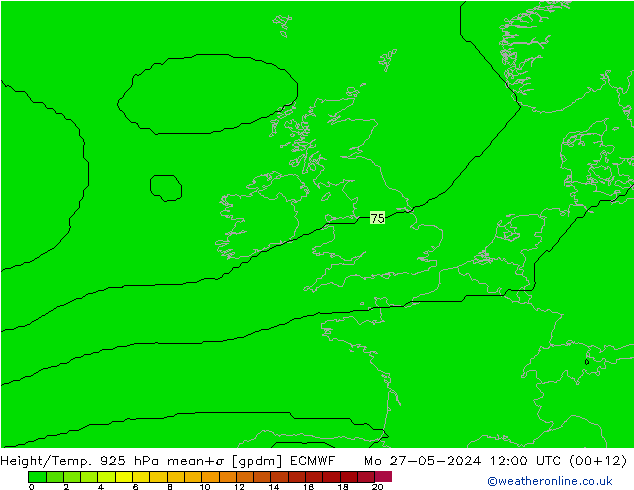 Hoogte/Temp. 925 hPa ECMWF ma 27.05.2024 12 UTC