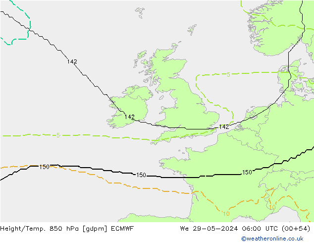 Height/Temp. 850 hPa ECMWF Mi 29.05.2024 06 UTC