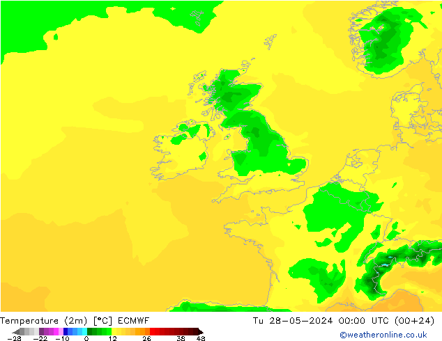 карта температуры ECMWF вт 28.05.2024 00 UTC