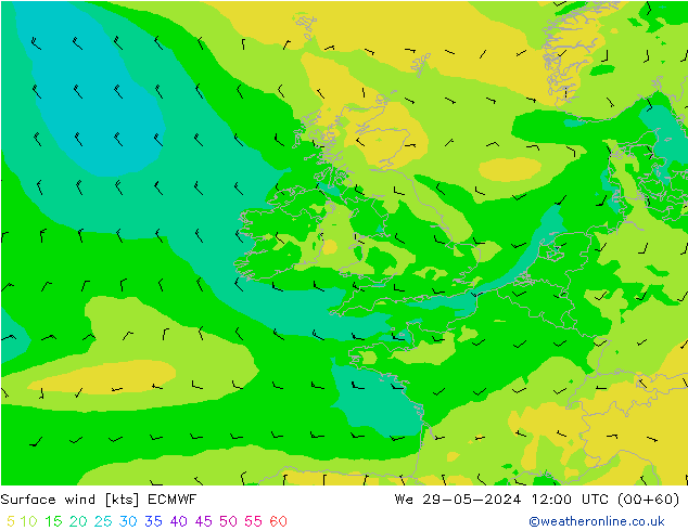 Rüzgar 10 m ECMWF Çar 29.05.2024 12 UTC