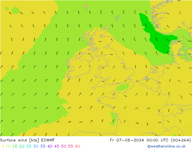 Surface wind ECMWF Fr 07.06.2024 00 UTC