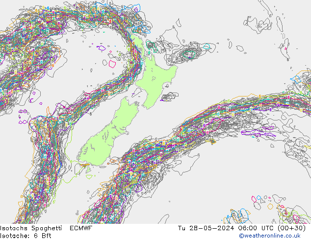 Isotachs Spaghetti ECMWF  28.05.2024 06 UTC