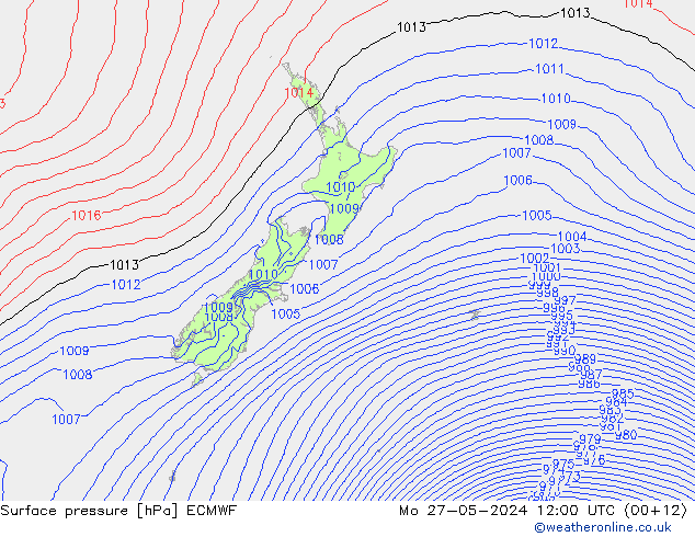 Pressione al suolo ECMWF lun 27.05.2024 12 UTC