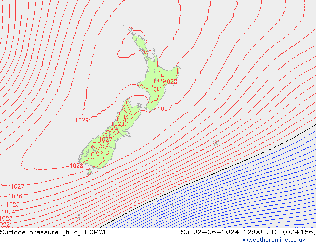 Surface pressure ECMWF Su 02.06.2024 12 UTC