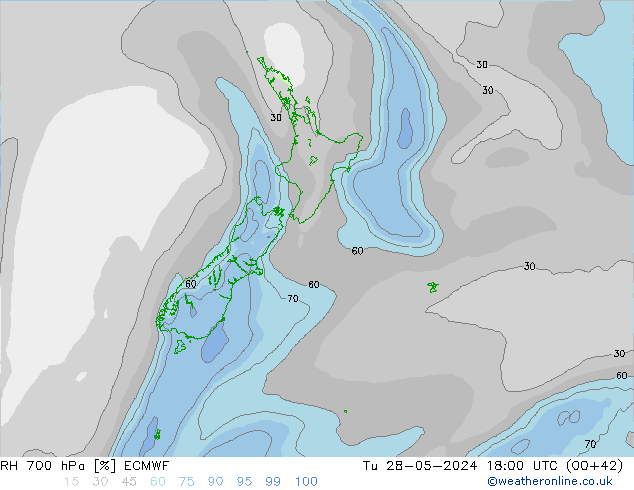 RH 700 hPa ECMWF  28.05.2024 18 UTC