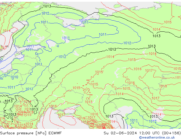 Yer basıncı ECMWF Paz 02.06.2024 12 UTC