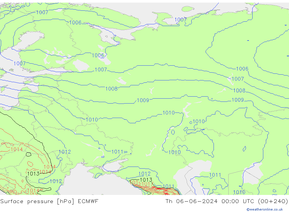 Surface pressure ECMWF Th 06.06.2024 00 UTC