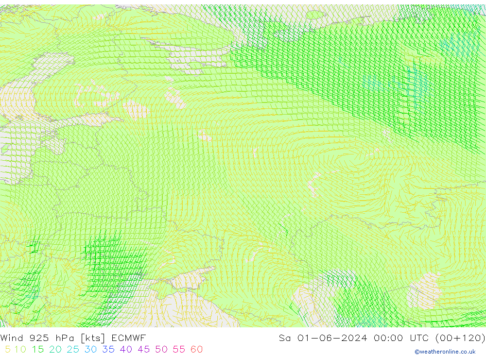 Vento 925 hPa ECMWF Sáb 01.06.2024 00 UTC