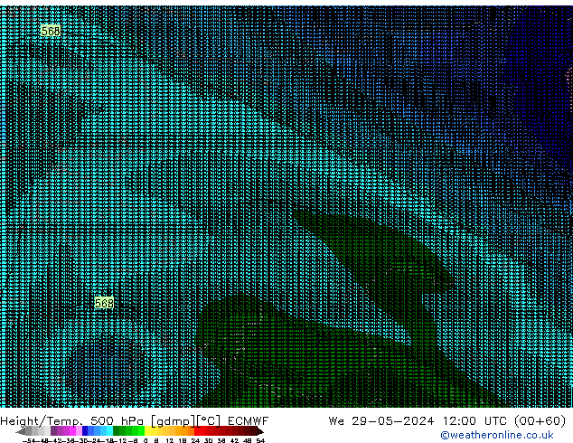 Height/Temp. 500 hPa ECMWF Qua 29.05.2024 12 UTC