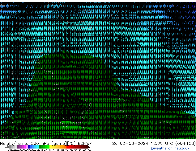 Height/Temp. 500 hPa ECMWF Dom 02.06.2024 12 UTC