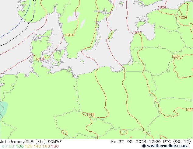 Jet stream/SLP ECMWF Po 27.05.2024 12 UTC
