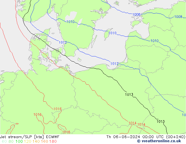 Jet stream/SLP ECMWF Th 06.06.2024 00 UTC