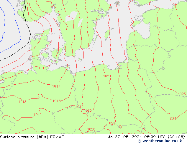 pressão do solo ECMWF Seg 27.05.2024 06 UTC