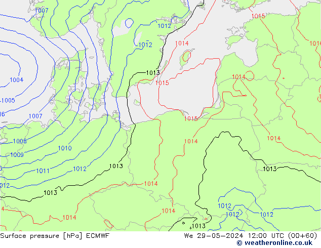 Surface pressure ECMWF We 29.05.2024 12 UTC