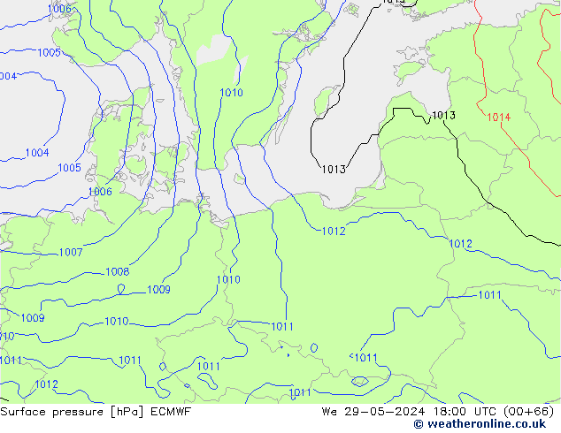 Bodendruck ECMWF Mi 29.05.2024 18 UTC