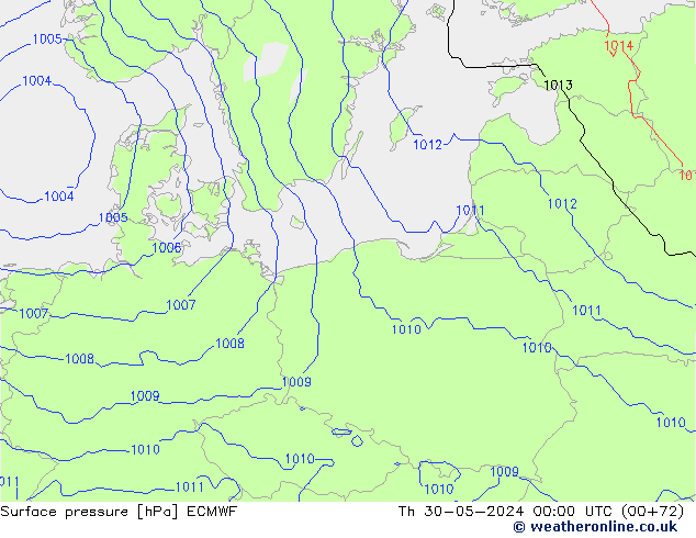 Atmosférický tlak ECMWF Čt 30.05.2024 00 UTC