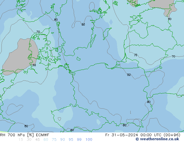 RH 700 hPa ECMWF Fr 31.05.2024 00 UTC