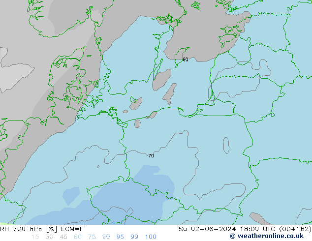 RH 700 hPa ECMWF Ne 02.06.2024 18 UTC