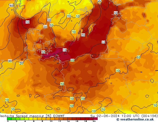 Isotachs Spread ECMWF Dom 02.06.2024 12 UTC