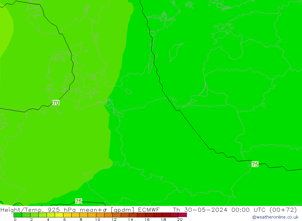 Height/Temp. 925 hPa ECMWF  30.05.2024 00 UTC