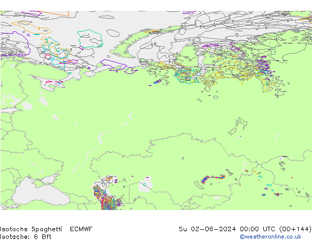 Eşrüzgar Hızları Spaghetti ECMWF Paz 02.06.2024 00 UTC