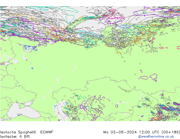 Isotachs Spaghetti ECMWF  03.06.2024 12 UTC