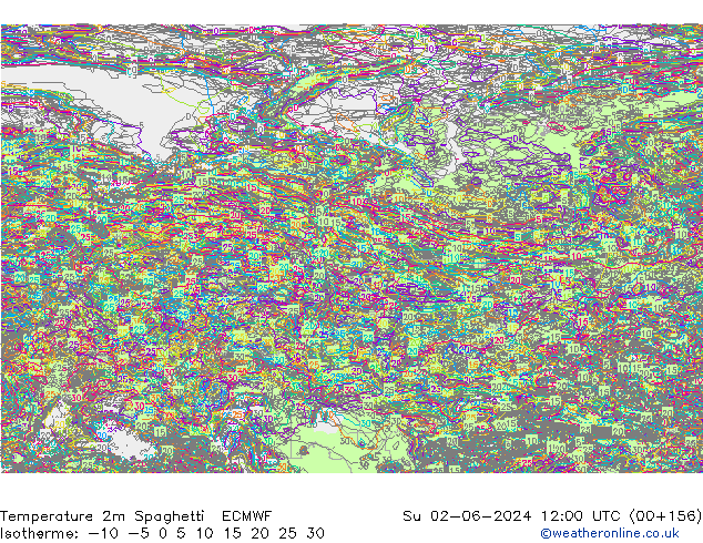 Sıcaklık Haritası 2m Spaghetti ECMWF Paz 02.06.2024 12 UTC