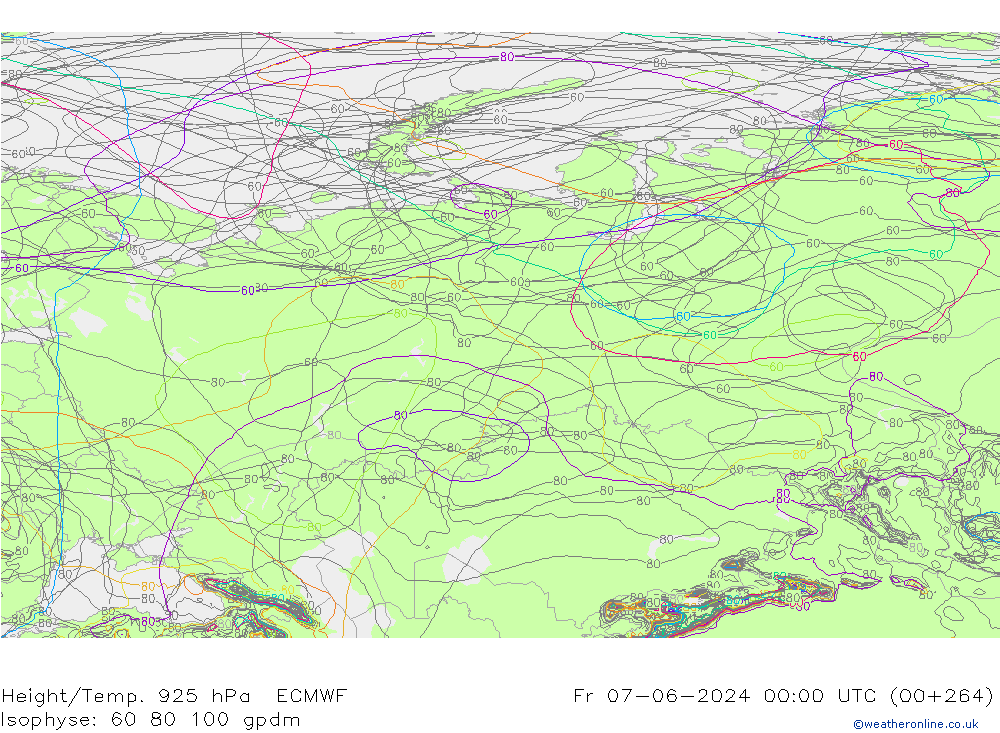 Height/Temp. 925 hPa ECMWF Fr 07.06.2024 00 UTC